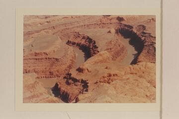 Mouth of Nasja Creek at lower left. The San Juan River from Mile 5.8 to Mile 8. Dan Lehi calls this canyon Chabiko