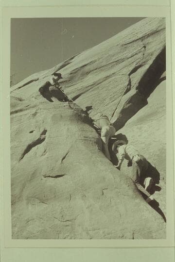 Josh Eisaman and Tom Daly go up the trail between the middle fork and the southwest fork of 73.6. Buster Ordiway on top. Photo with Josh's camera
