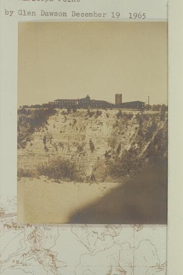 El Tovar from Maricopa Point. First sent by Glen Dawson, 1965, Dec. 19