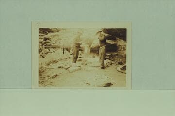 Bert Lauzon; Mike Harrison; Jimmie Brooks. Bass Camp near the Tram at south side of river