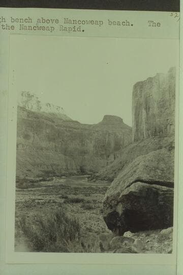 Tower upriver from the high bench above Nancoweap beach. The stretch of river is above the Nancoweap Rapid