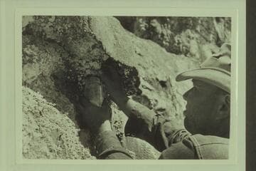 Bill Belknap gathers salt samples at the salt spring, opposite Kwagunt Canyon in Marble Canyon. Mile 56