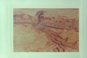 Northwest to Warm Spring Canyon and down Cedar Canyon, mile 136.5. Tapestry Wall is at upper left