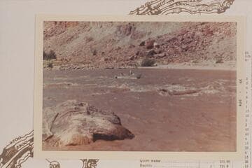 Harris-Brennan motorboat at head of Brown Betty Rapid. Mile 212.15. Cataract Canyon