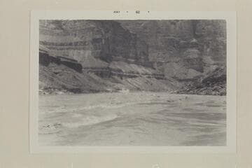 Downstream at Mile 122.7 into head of Forster Rapid. Approximate gauge: 75,000 cfs