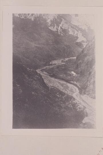 Rusts Camp looking north up Bright Angel Creek. Copy of print in George Fraser's 1914 album