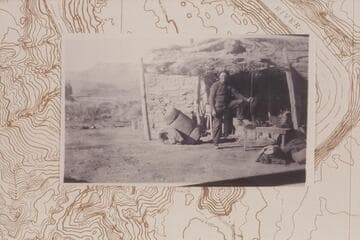 Upriver end of silt laboratory at Lees Ferry. George Wilson is at center