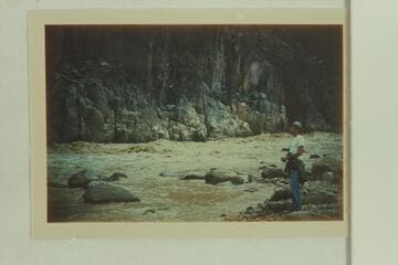 Granite Falls- Monument Rapid. Ellery Gibson stands at the shore