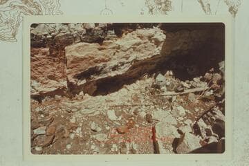 A seam of asbestos at the Bass Mine in Hakatai Canyon. The fibers were a maximum of 2 inches long