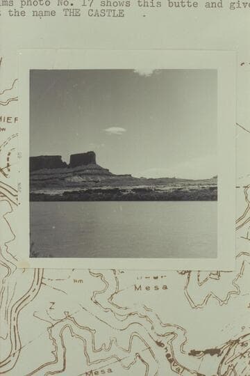The butte at the southwest end of Steer Mesa from Mile 34-35 in Labyrinth Canyon. Nims photo No. 17 shows this butte and gives it the name The Castle