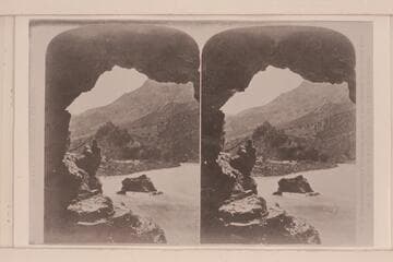 "Views on the Green River", Split Mountain Canon Series. Looking out of Swallow Cave
