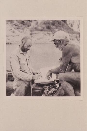 Jim Algar and Dock Marston study script. Separation Canyon