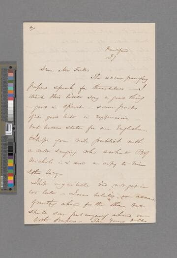 Stowe, Harriet Beecher. Letter to James Thomas Fields