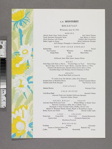 Breakfast menu