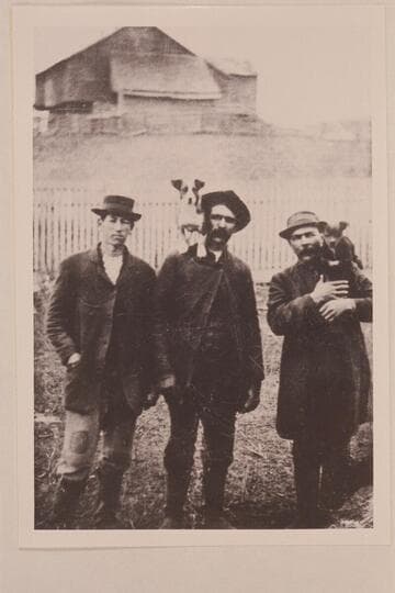 Elmer Kane. "Uncle at 17 years. Methodist Minister that raised him in middle, a neighbor at right." At his death, Kane's birth date was given as 1862, Mar. 09