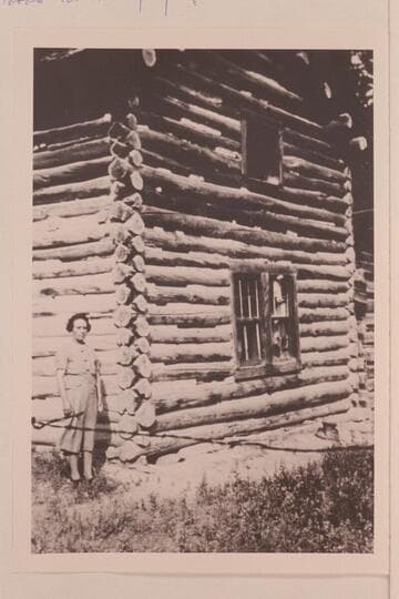 Old granary on Brush Creek ranch of Frank V. Goodman. Built by Frank V. Goodman and Joe Goodman. First it was 2-story granary; then altered for living purposes