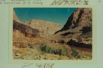 Upstream from mouth of 214 Mile Canyon. Basalt remnant at left