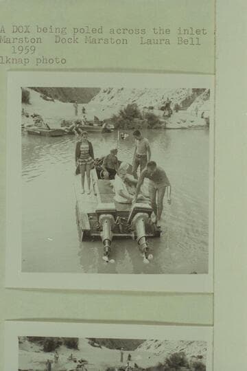 The "Para Dox" being poled across the inlet at Separation Canyon. Debbie Marston; Dock Marston; Laura Bell; Buzz Belknap; Doc Hill