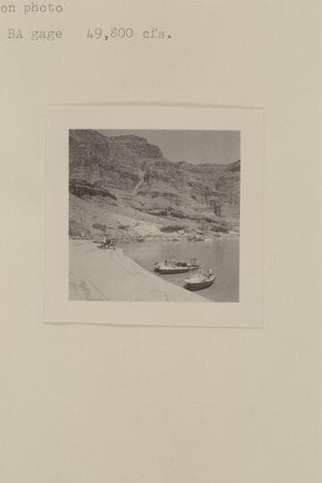 Repairs to motors of "Bootoo" after hitting island at foot of Forster Rapid. Preliminary Bright Angel gauge: 49,800 cfs