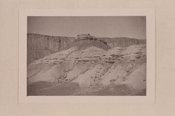 Butte topped by watch tower. Fort Bottom