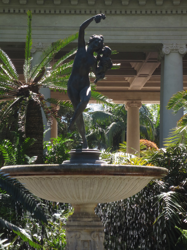 The Bacchante fountain on The Huntington’s North Loggia helped “CSI” create the atmosphere of an upscale spiritual retreat.